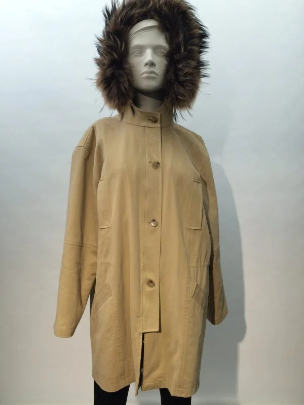 Samuel Fourrures - 3/4 coat in brushed cotton with detachable lining and hood - 6968 - Overcoat