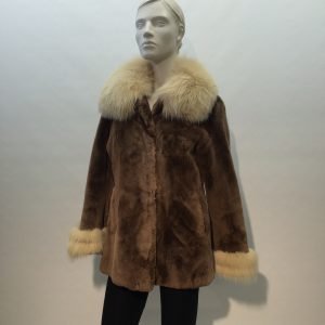 Samuel Fourrures - Manteau de castor rasé metaxa et renard beige - 6993 - Manteau