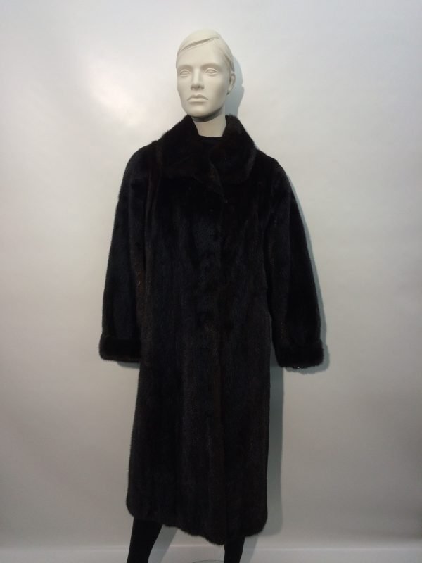 Samuel Fourrures - Dark ranch mink coat with rabbit collar - 7366 -