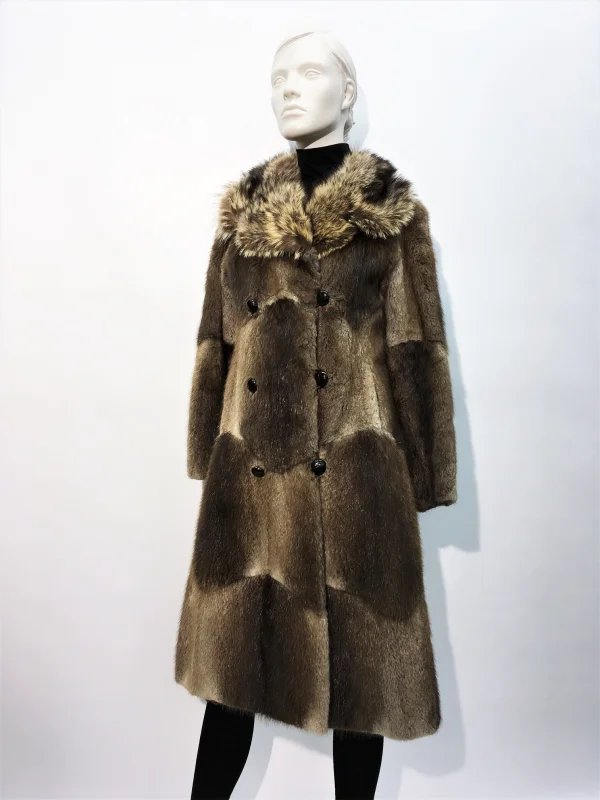 Samuel Fourrures - Manteau rat musqué pleine peaux et raton laveur - 7702 - Pardessus