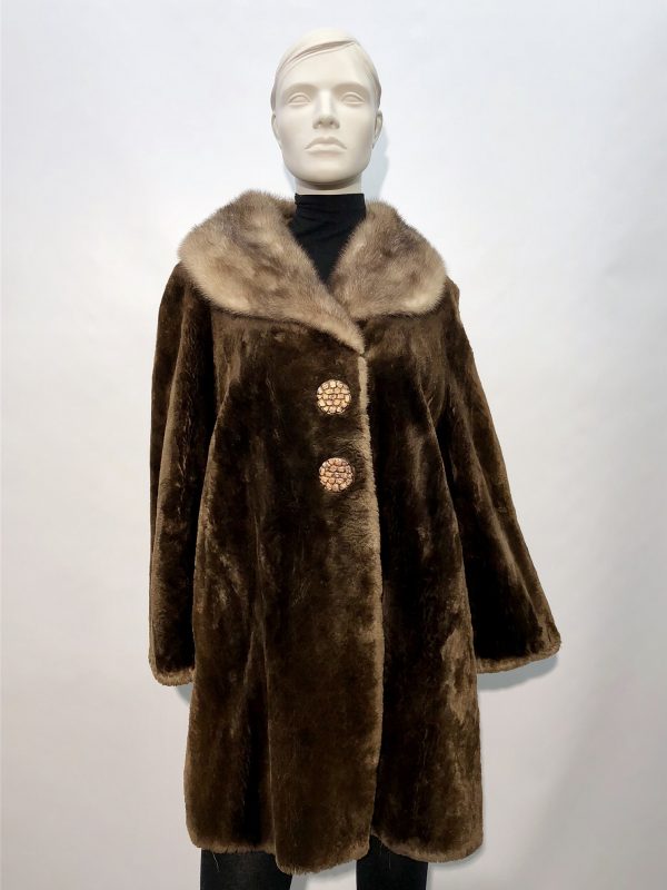 Samuel Fourrures - Manteau de castor rasé avec un col de vison en lutétia - 7871 - Manteau