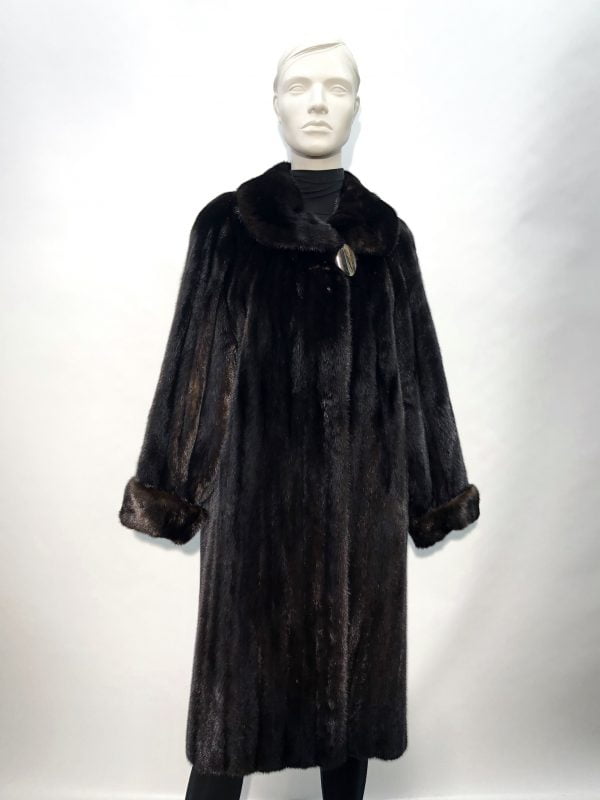 Samuel Fourrures - Dark ranch natural female mink coat - 7911 - Dress