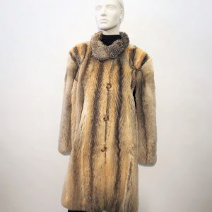 Samuel Fourrures - Manteau de renard des prairies avec cuir noir - 7905 - Fourrure