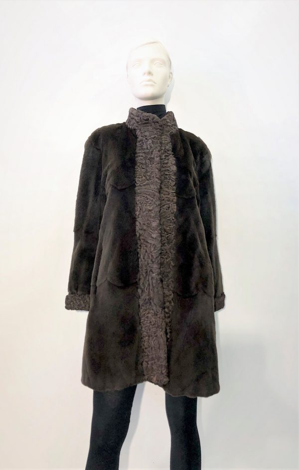 Samuel Fourrures - Brown viselle coat with swakara - 8052 - Fur