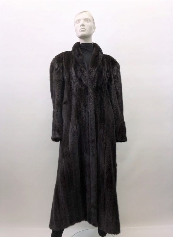 Samuel Fourrures - Female dark ranch mink coat - 7325 - Double standard closure
