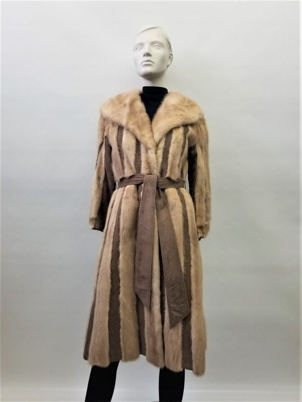 Samuel Fourrures - Pastel mink and suede coat with belt - 8134 -