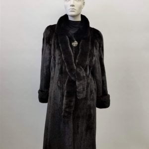 Samuel Fourrures - Manteau de vison noir avec cravate - 8153 - Fourrure