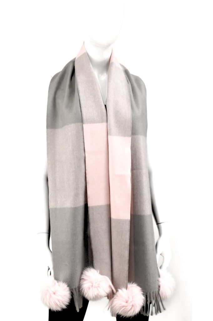 foulard à vagues 2 tons et pompons