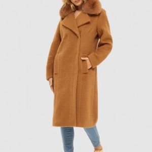 manteau de lainage avec col de fourrure de renard amovible mila nova