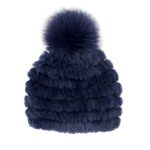 tuque tricotée mitchie's en fourrure de lapin avec pompon en renard
