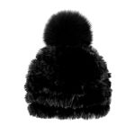 tuque tricotée mitchie's en fourrure de lapin avec pompon en renard