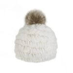 tuque tricotée mitchie's en fourrure de lapin avec pompon en renard
