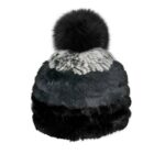 tuque tricotée mitchie's en fourrure de lapin avec pompon en renard