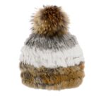 tuque tricotée mitchie's en fourrure de lapin avec pompon en renard