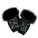 gants en laine perlés et garnis de fourrure de renard pour femme mitchie's