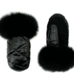 mitaines en nylon avec fourrure de renard pour femme mitchie's