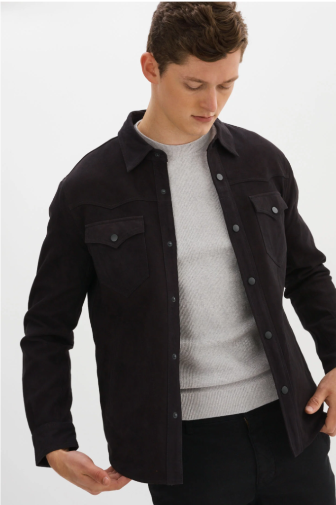 gem regency style goatskin suede overshirt