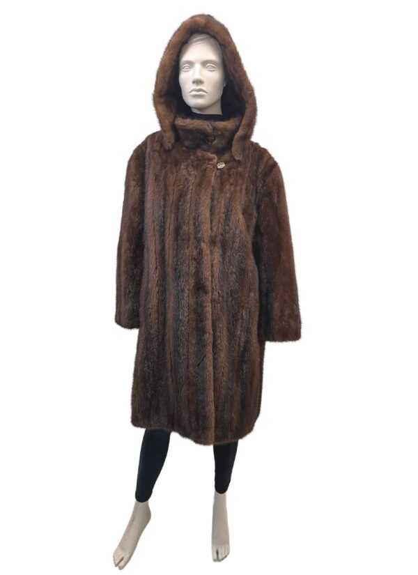 manteau de vison mahogany et capuchon détachable 8450