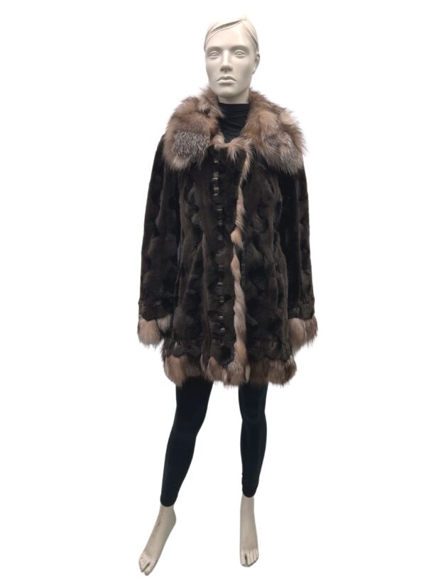 7/8 oval shaved mink and fox coat 8455