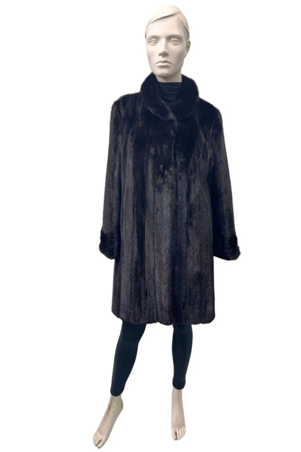 mahogany mink coat with hood 8527