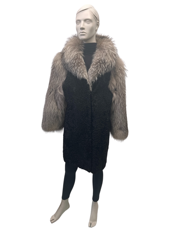 swakara coat with fox trim 8540