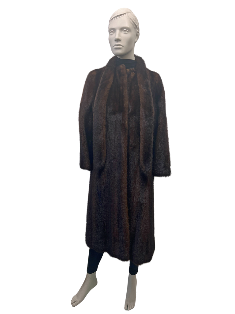 manteau de vison ranch avec cravate au col 8541