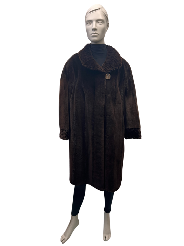 shaved and textured brown mink coat 8549