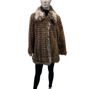 textured pastel mink coat with lynx collar 8553