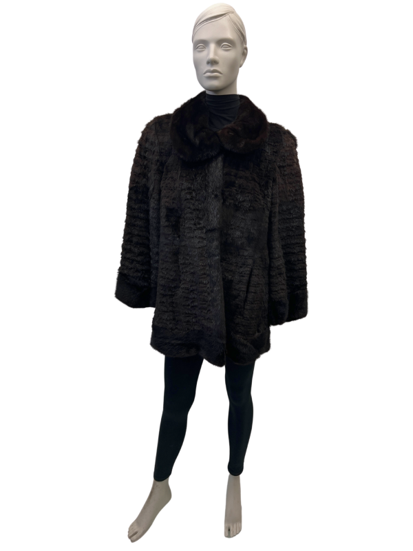 dark mink coat texture and long coat 8559
