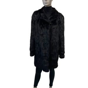 manteau de morceaux de vison noir 8577