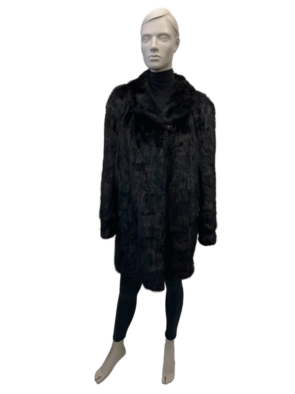 manteau de morceaux de vison noir 8577