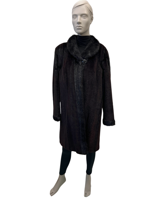 dark mink jacket, shaved and long-haired 8580