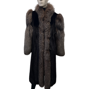 manteau de vison noir et renard argenté 8587
