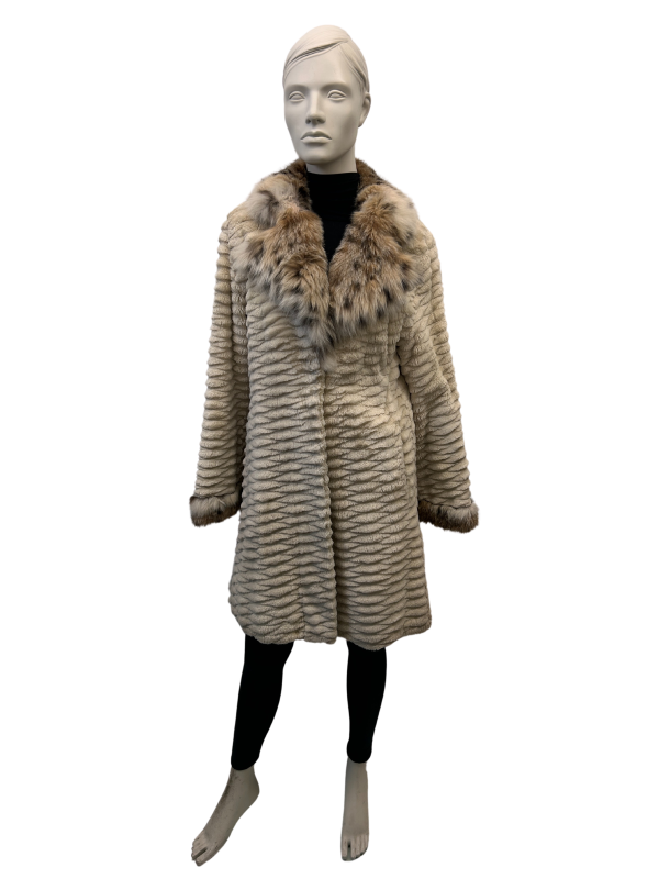 shaved beaver coat with fox collar 8602