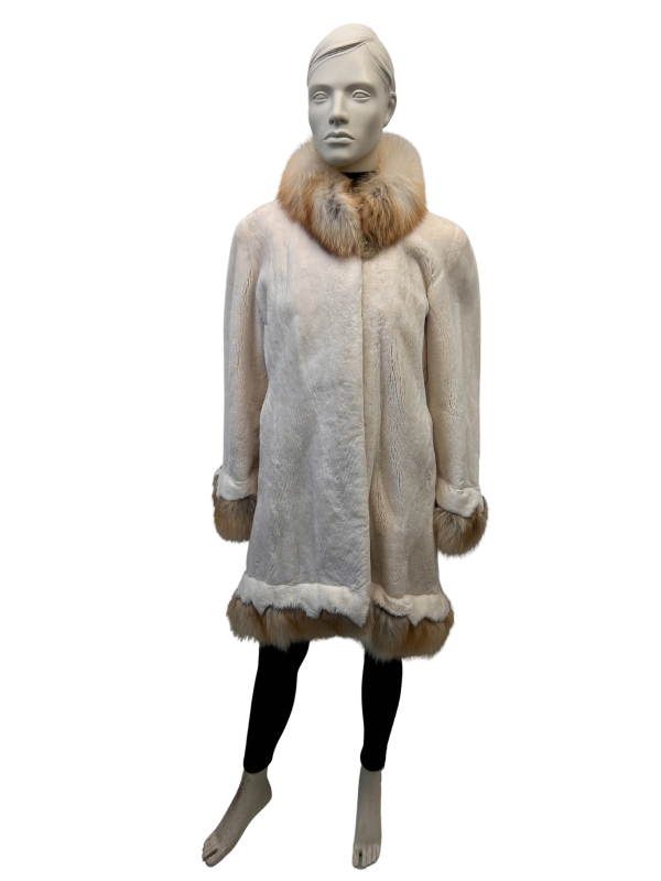 shaved beaver coat with lynx collar 8603