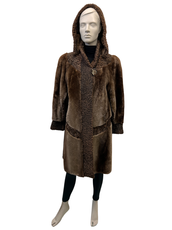 shaved beaver coat trimmed with Persian sheepskin 8608