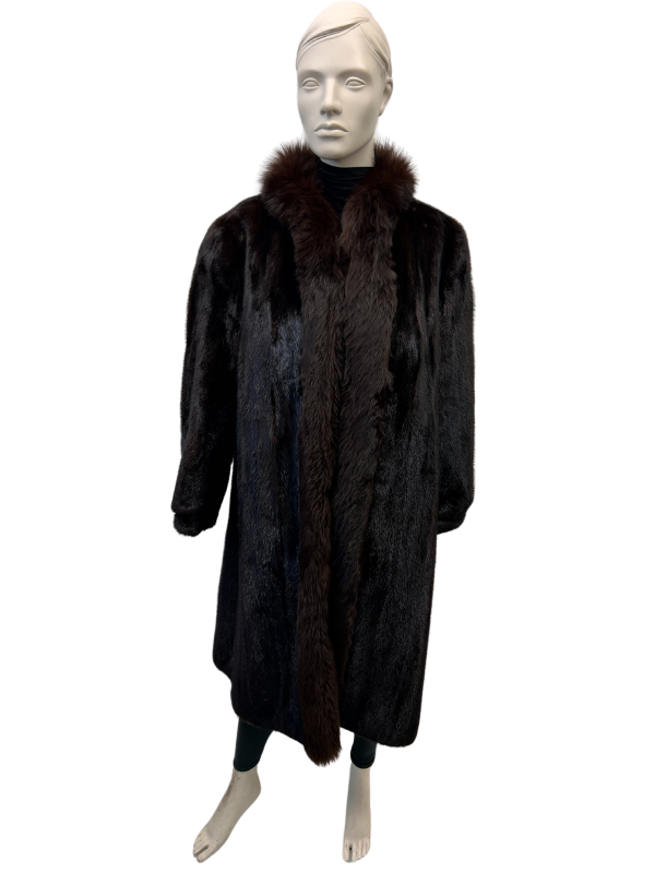 brown mink and fox coat 8615