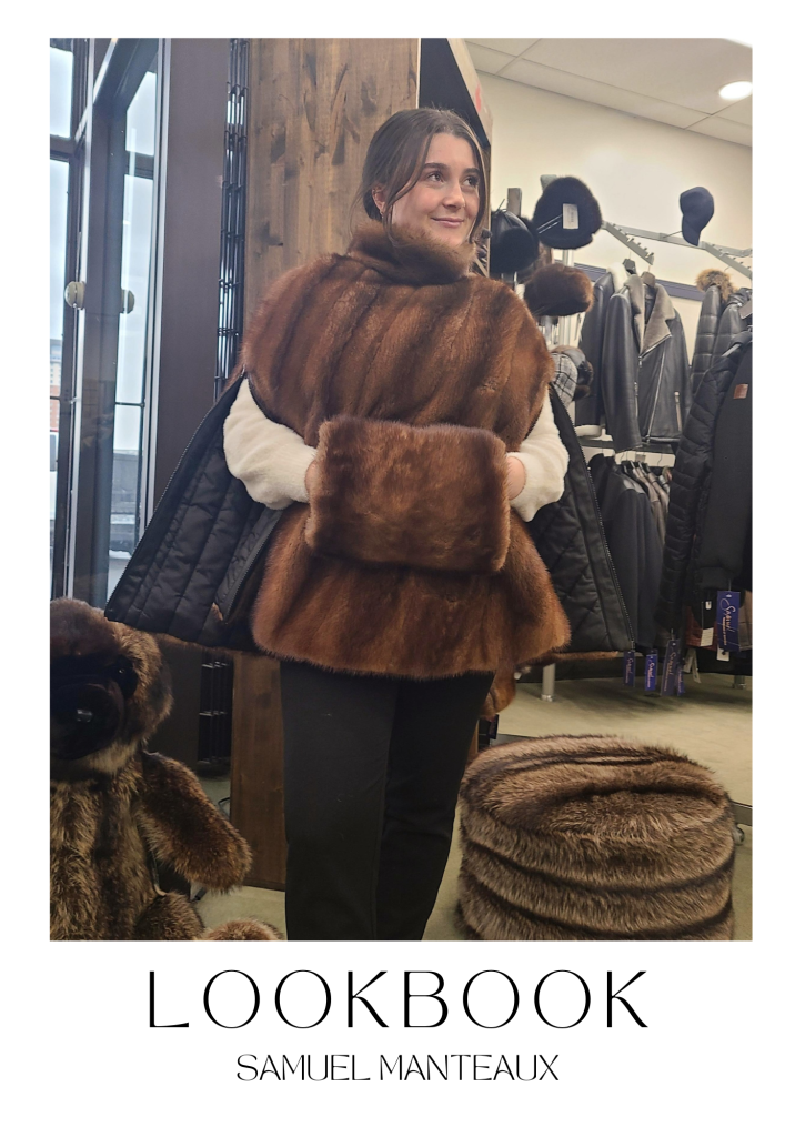 Couverture du lookbook Samuel Manteaux: femme en manteau de fourrure brun