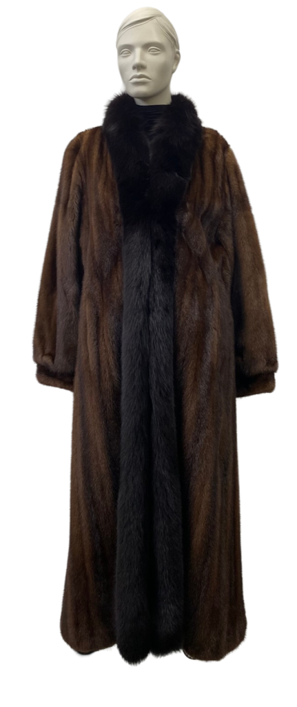 manteau de vison femelle acajou et renard brun 8691
