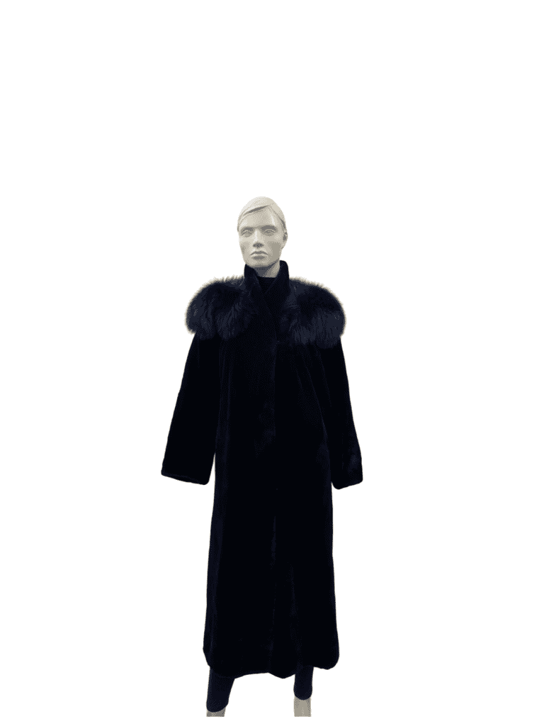 Manteau de castor rasé marine et renard - 8801
