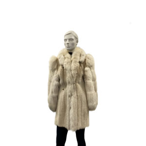 Manteau de vison blush garni renard lynx et capuchon détachable - 8812