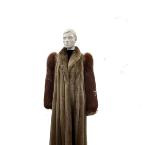 Manteau de castor blond naturel et renard rust -8820