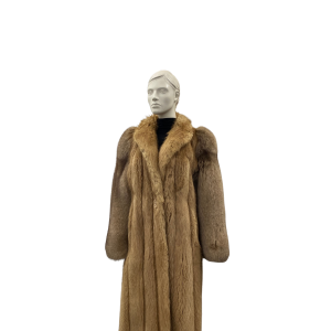 Manteau de castor blond manche indigo - 8826
