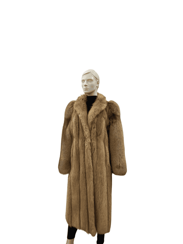 Manteau de castor blond manche indigo - 8826
