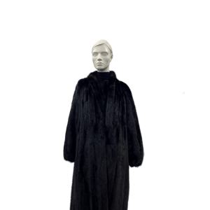 Manteau de vison noir avec cravate - 8828