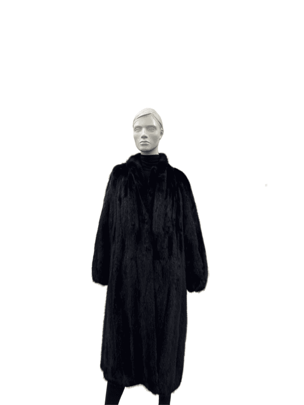 Manteau de vison noir avec cravate - 8828