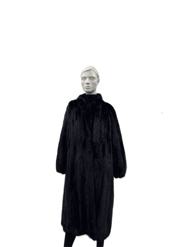 Manteau de vison noir avec cravate - 8828