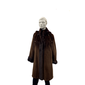 Manteau réversible de vison acajou femelle rasé - 8830