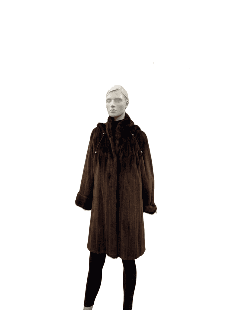 Manteau réversible de vison acajou femelle rasé - 8830