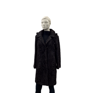 Manteau de swakara teint brun et capuchon - 8832